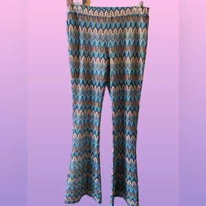 Turquoise and Brown Palazzo Wide Leg Pants NWT